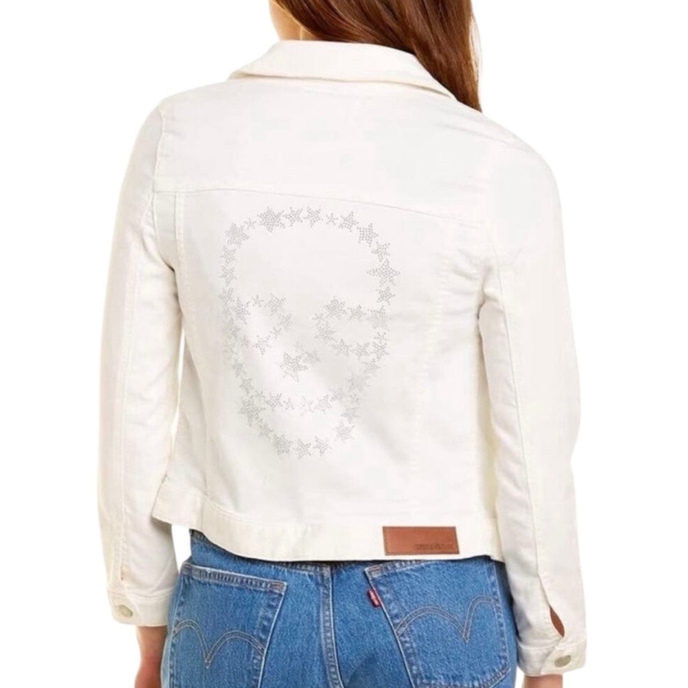 Zadig & Voltaire Off-White Jean Jacket with Star Skull Detail